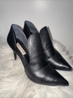 Steve Madden Black Pointed-Toe Leather Stiletto Heels
